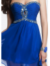 Chiffon Beaded Sweetheart Neckline Knee Length Prom Dress